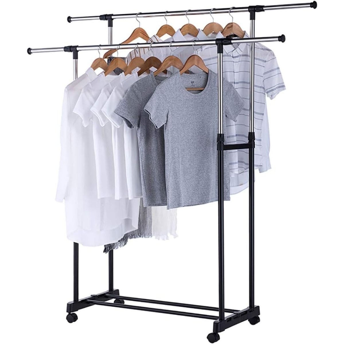 Colgador de ropa doble con ruedas (burro de ropa)