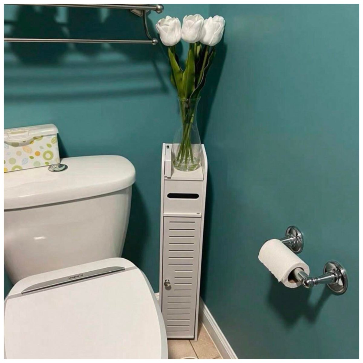 Mueble organizador de baño angosto — 2 pisos