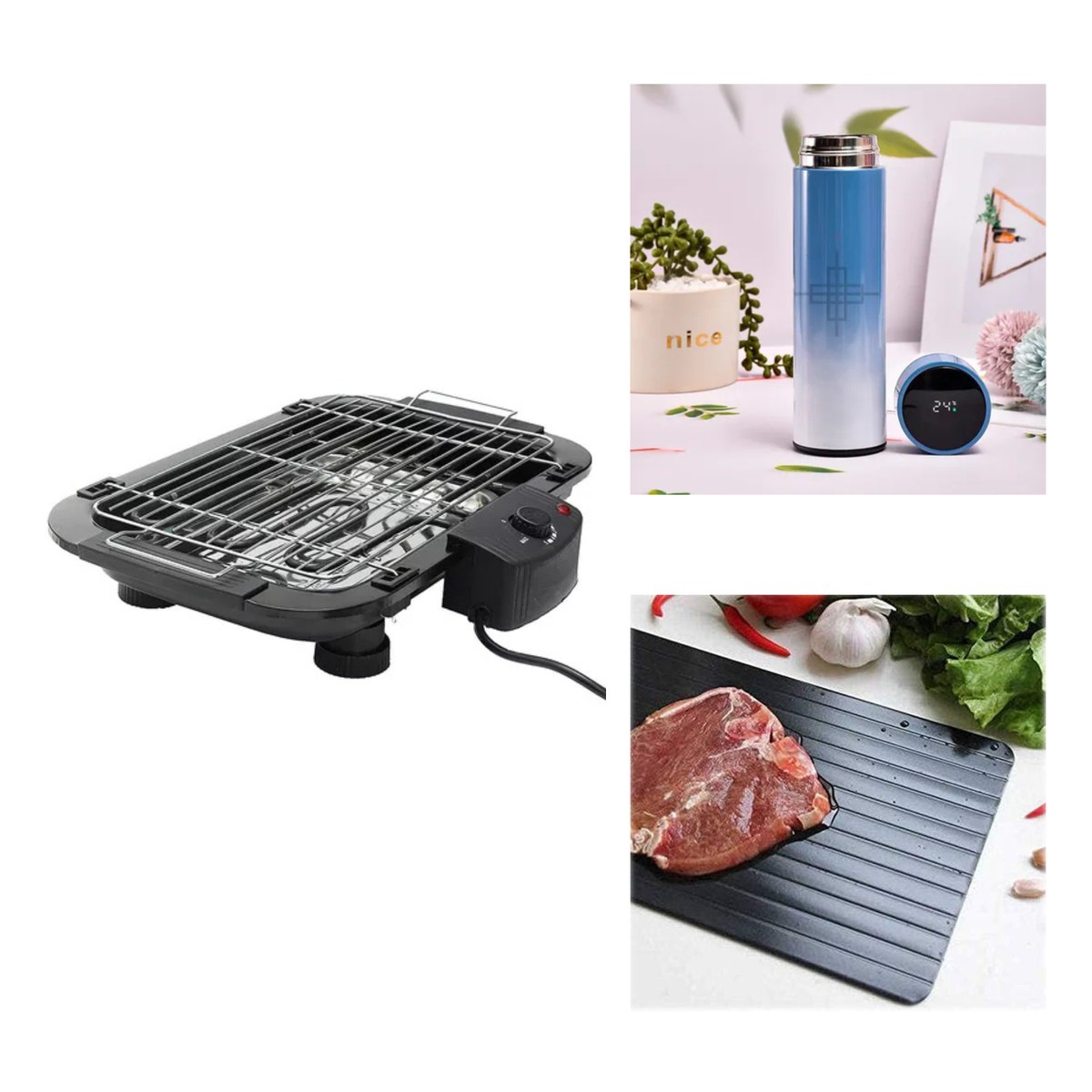 Pack El asado completo — parrilla eléctrica + termo + bandeja de descongelación
